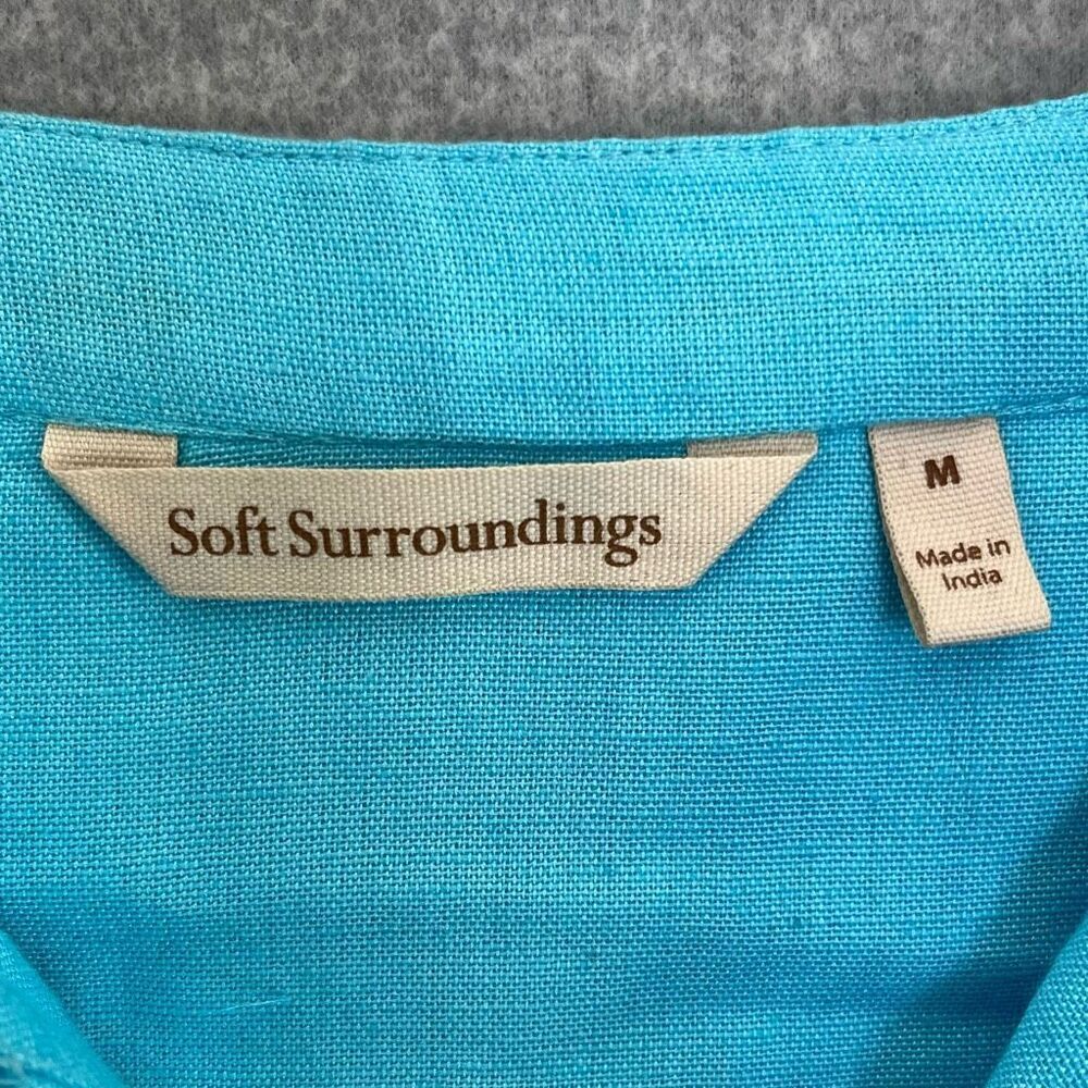 Soft Surroundings Boho Peasant Tunic Top Womens Medium Embroidered Beaded Blue - Picture 7 of 11